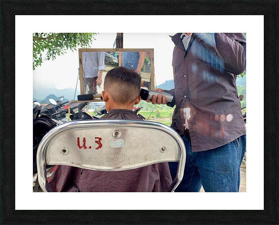 Haircut Outside Picture Frame print