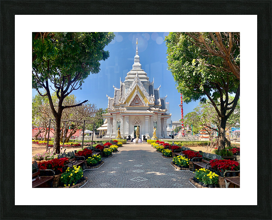 Little White Temple in Khon Kaen Thailand Picture Frame print