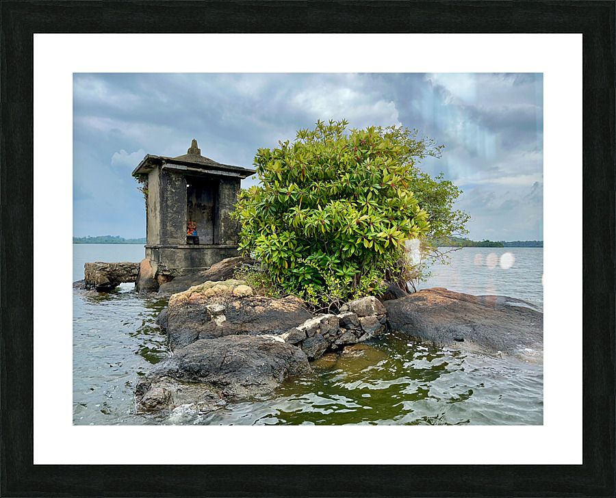 Mini Temple on the Lake Sri Lanka Picture Frame print