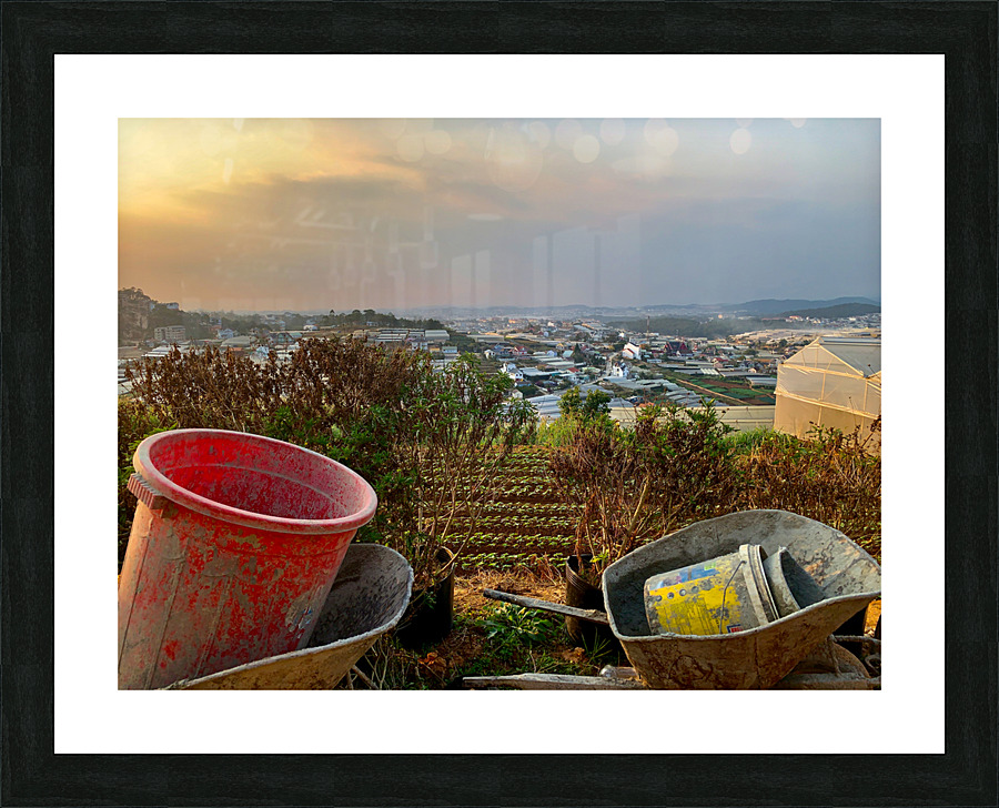 Gardening Equipment for Sunset Picture Frame print