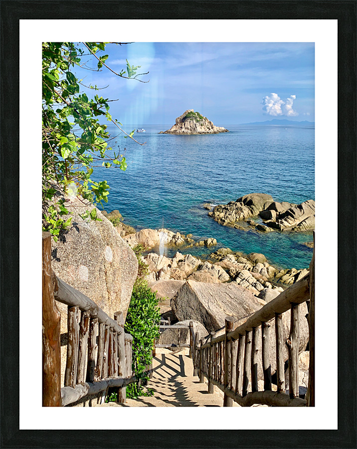 Sharks Island down the Stairs Koh Tao Thailand Picture Frame print
