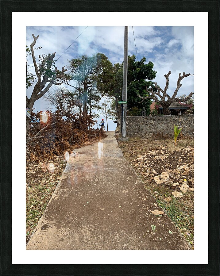Cycling Up the Hill Picture Frame print