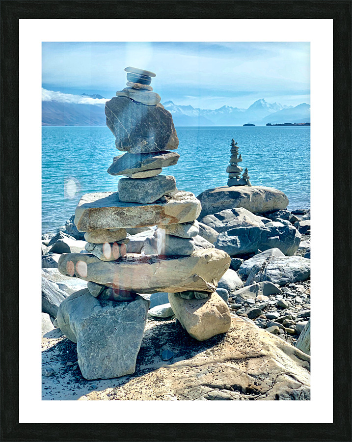 Inukshuk in Front of the Lake Picture Frame print