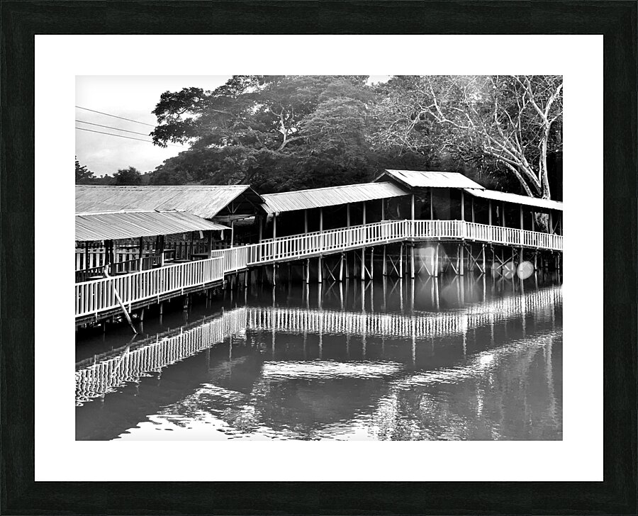 BW Covered Bridge Reflections Picture Frame print