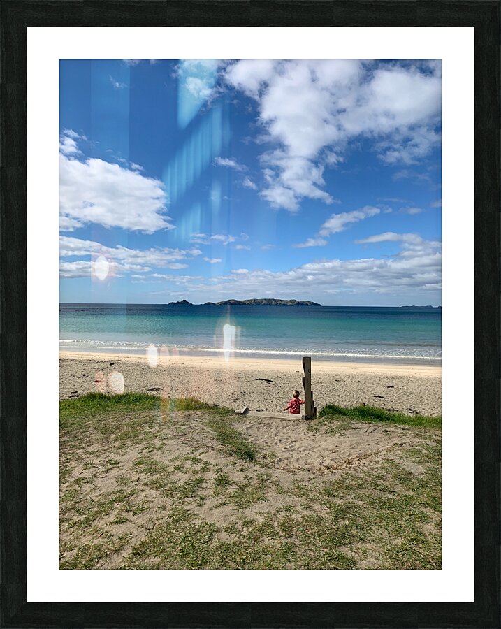 Boy Walking Down to the Beach Picture Frame print