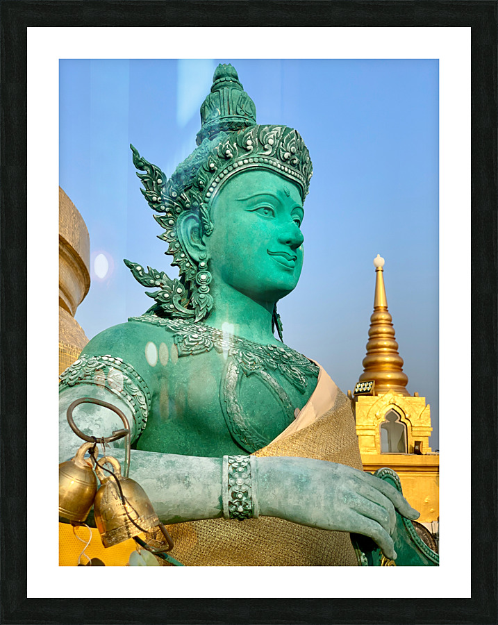 Green Thai Temple Statue Picture Frame print