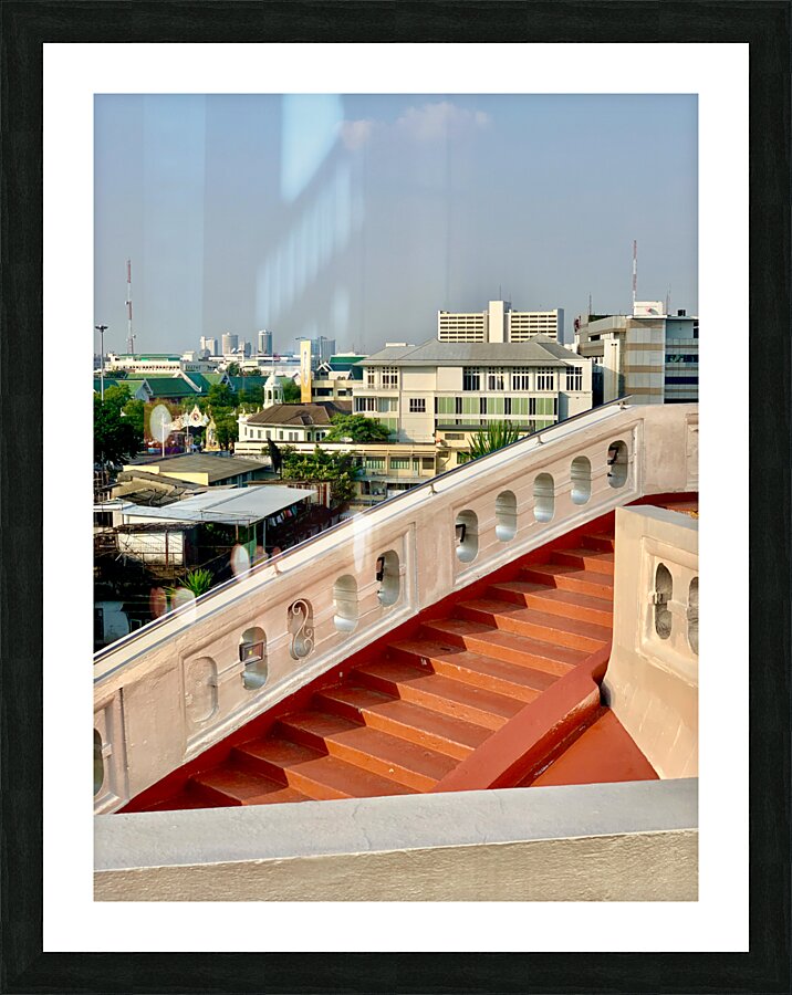 Golden Mount Temple Orange Stairs Bangkok Picture Frame print
