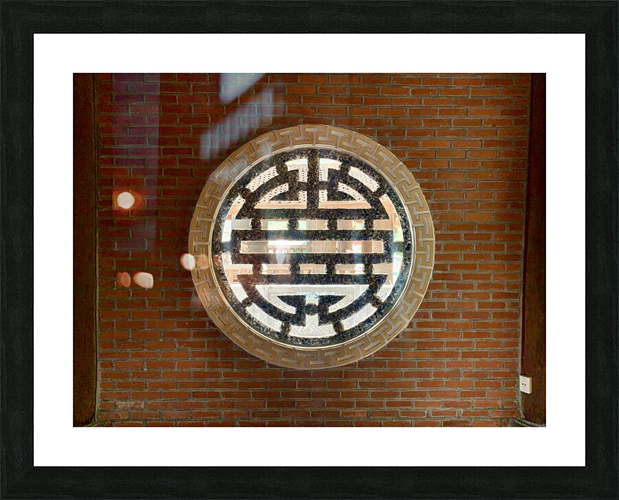 Brickwall with Temple Window Picture Frame print