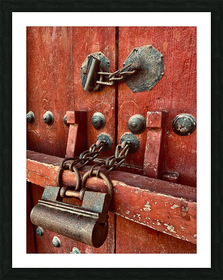 The Red Door Lock Seoul Korea Picture Frame print
