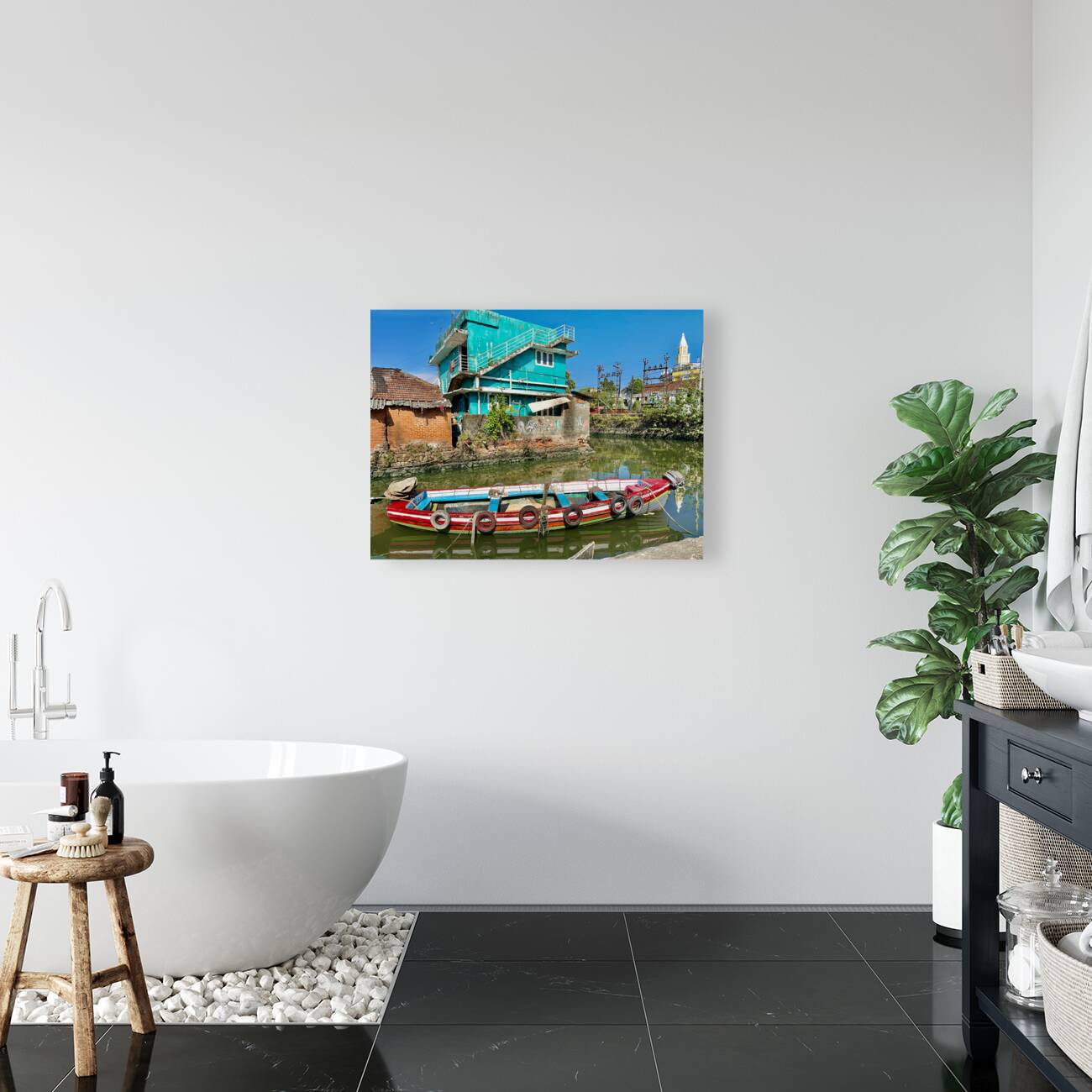 Colourful Boat on the Water Reproduction