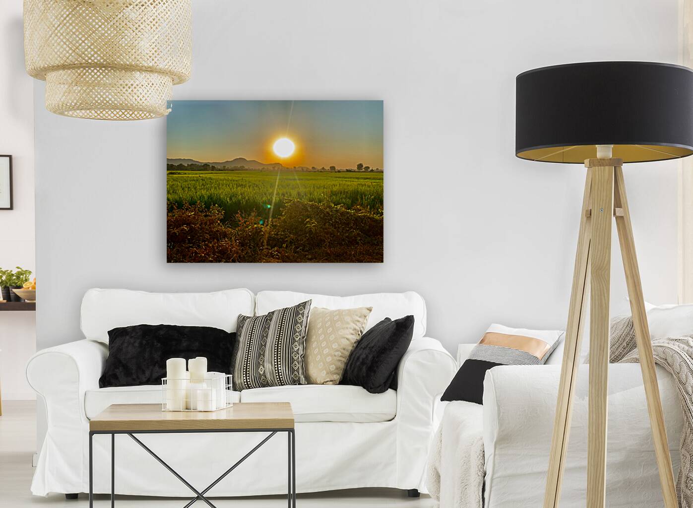 Sunset Over the Field Reproduction