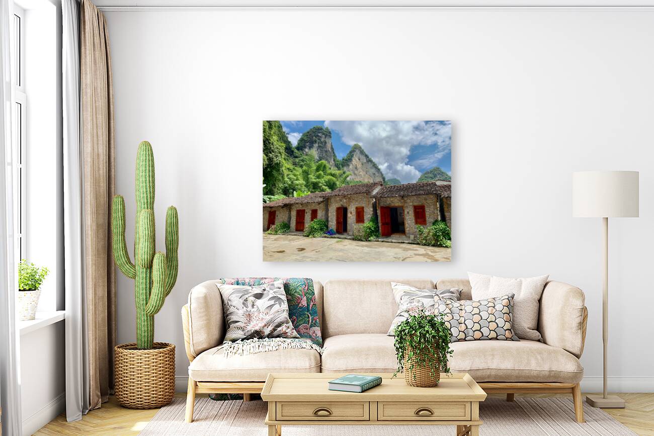 Stone Houses by the Mountain Reproduction