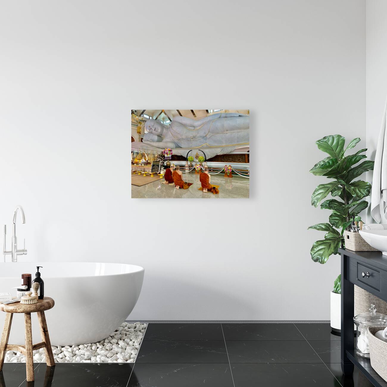 Praying White Buddha Reproduction