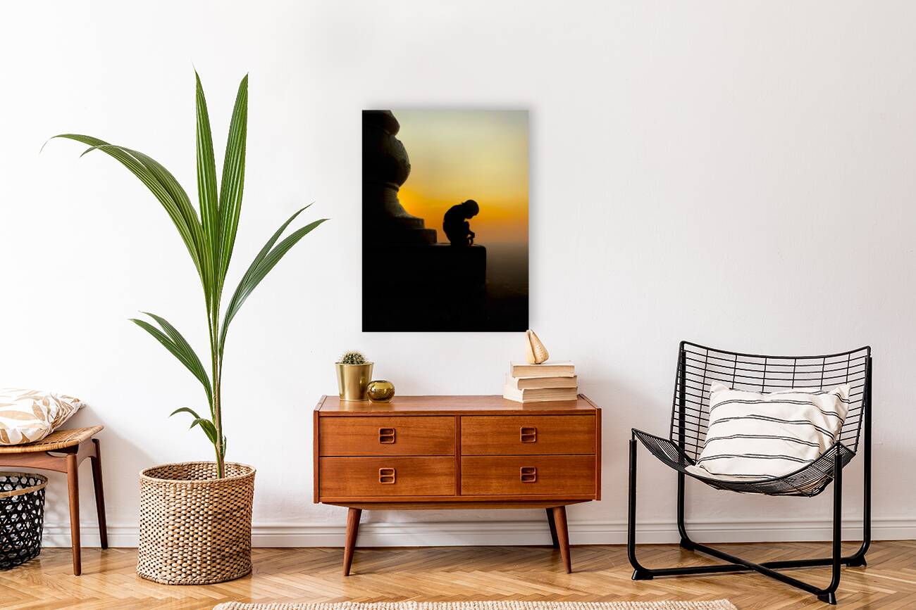 Meditative Monkey at Sunset Reproduction