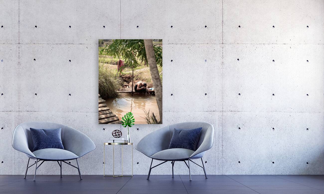 Lady Washing her Hair in the River Reproduction