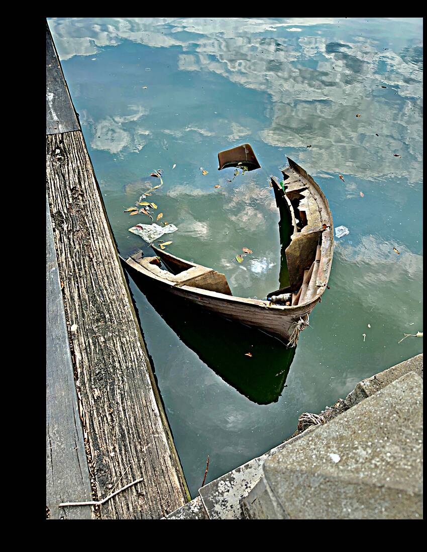Sinking Boat Reflections Reproduction