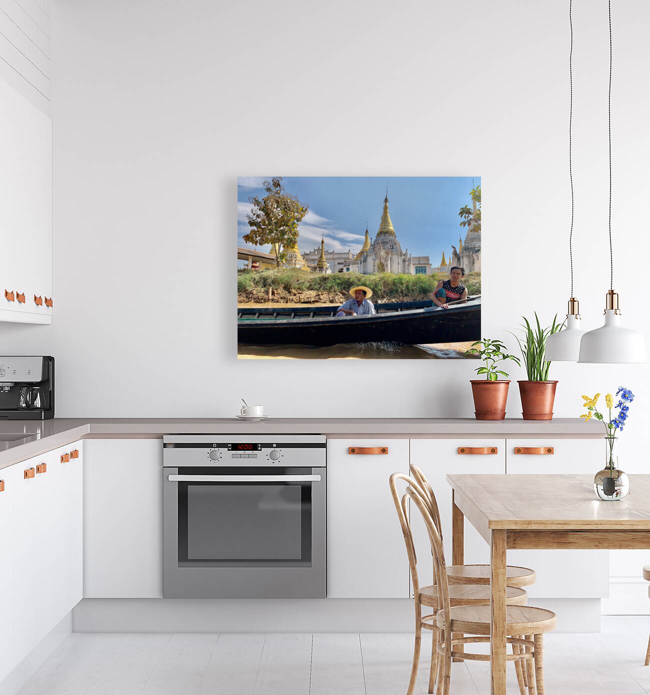 Chilling in the Boat in Front of the Temple Reproduction