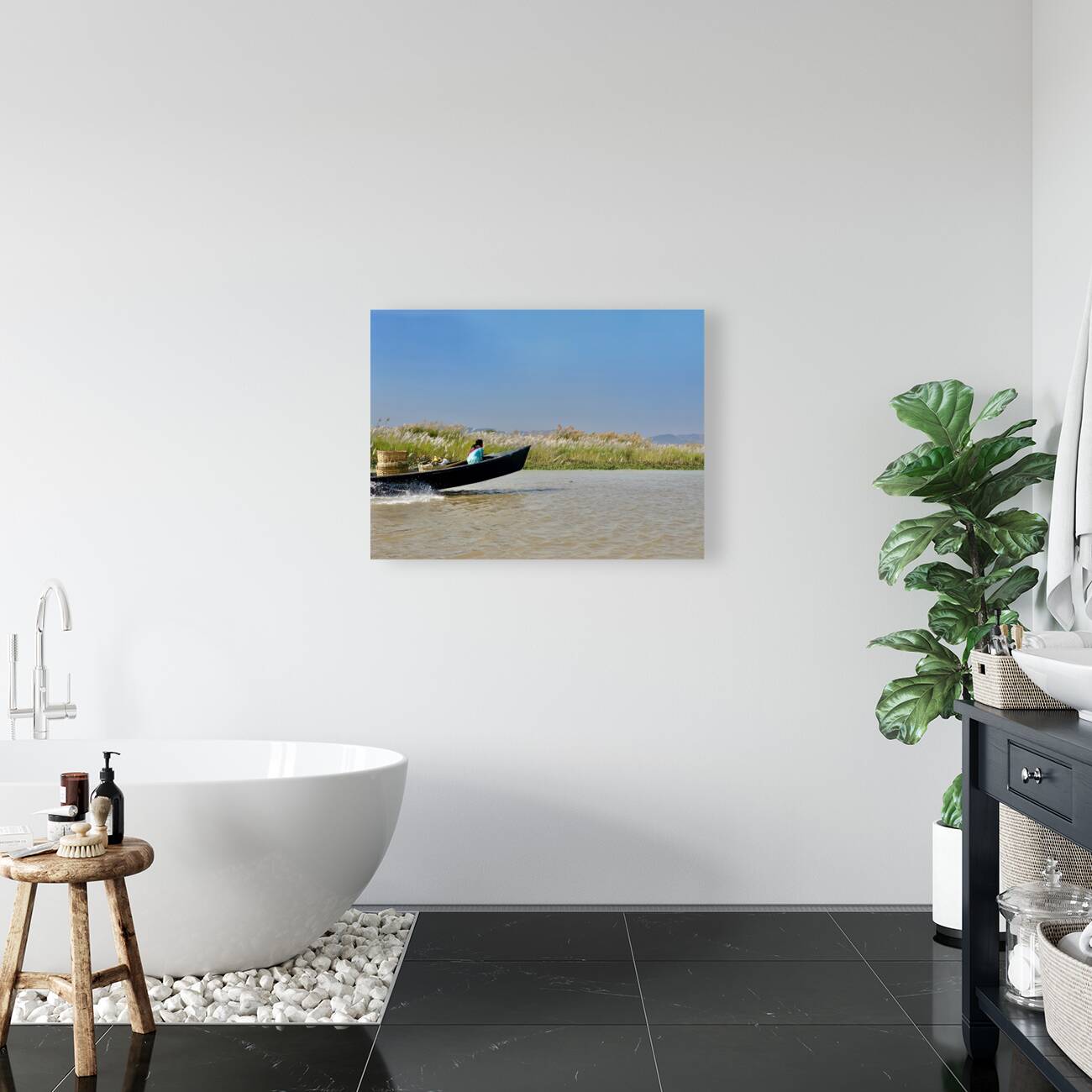 Fast Boat on the River Reproduction