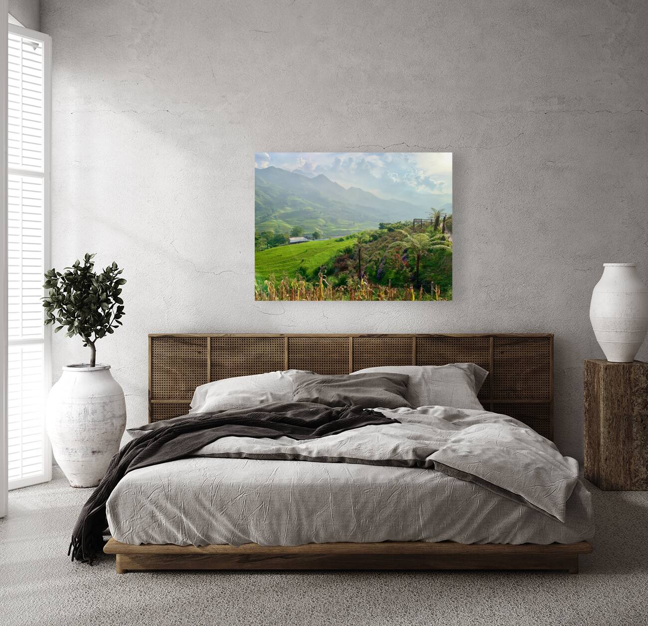 Dreamy Sunset on the Rice Fields Reproduction