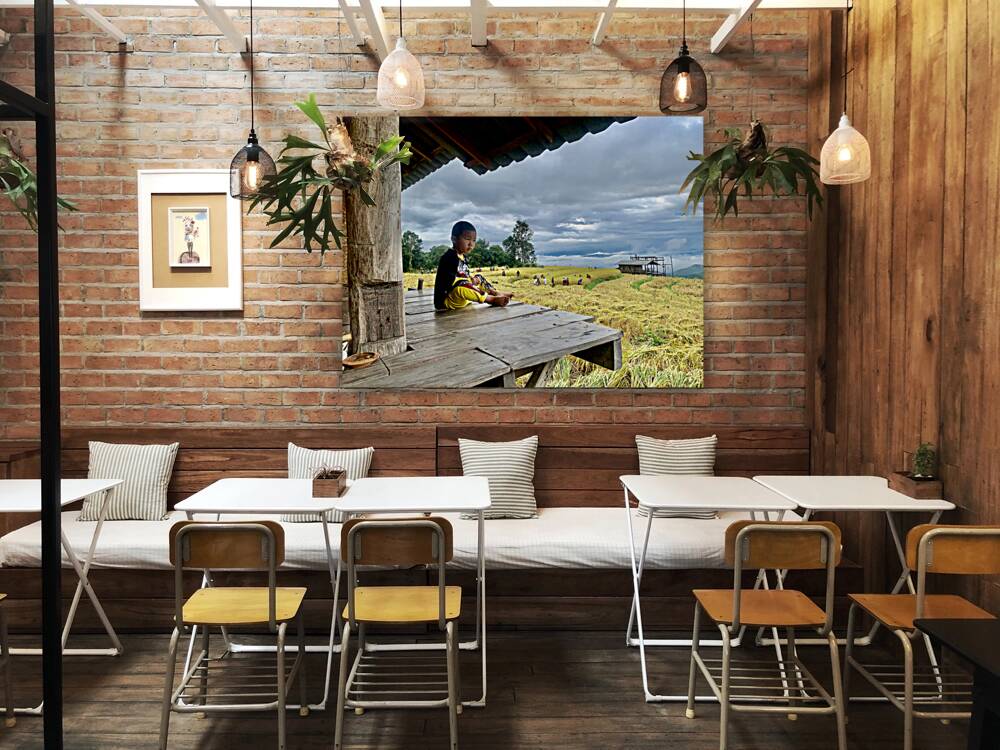 Boy Looking Over the Rice Field Reproduction