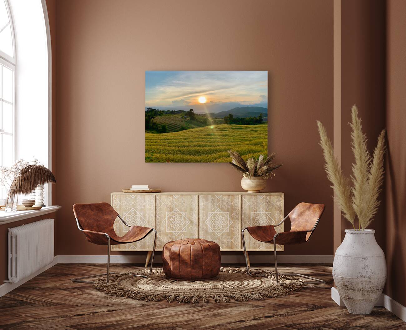 Sunset over the Rice Fields Reproduction