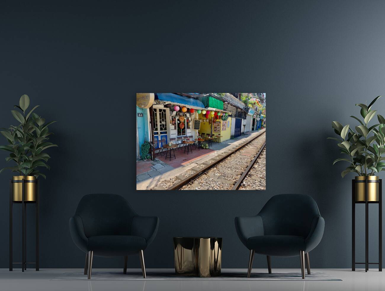 Coffee Shops by the Railroad Reproduction