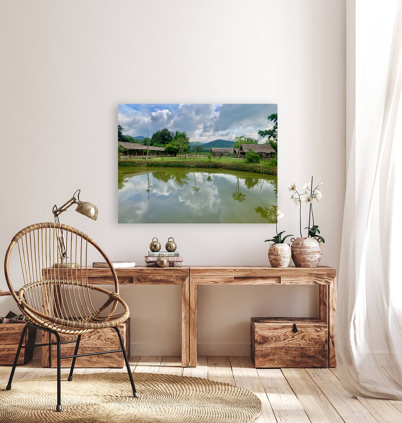 Farm Reflection on the Lake Reproduction