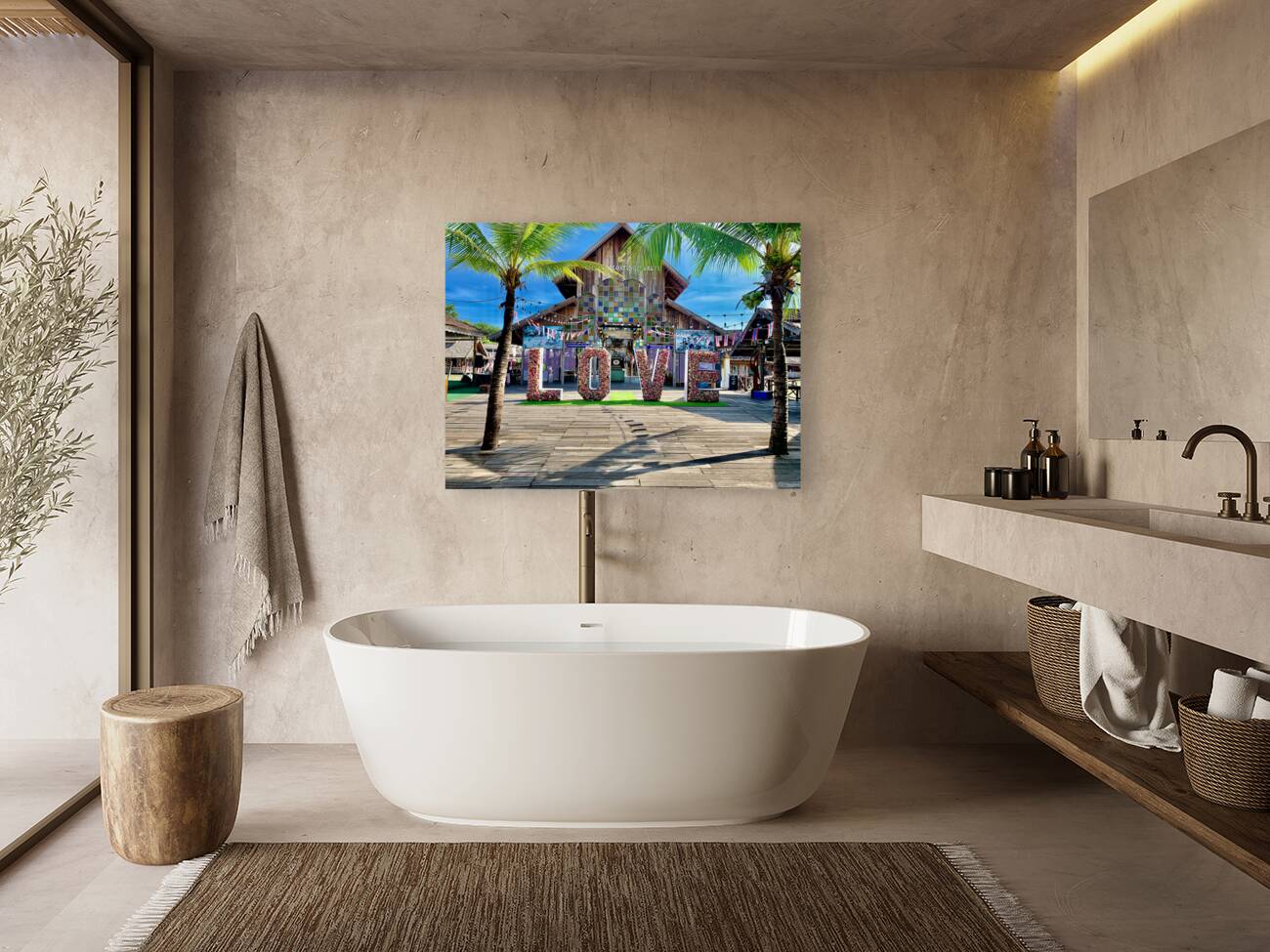 Love Sign With Palm Trees Reproduction