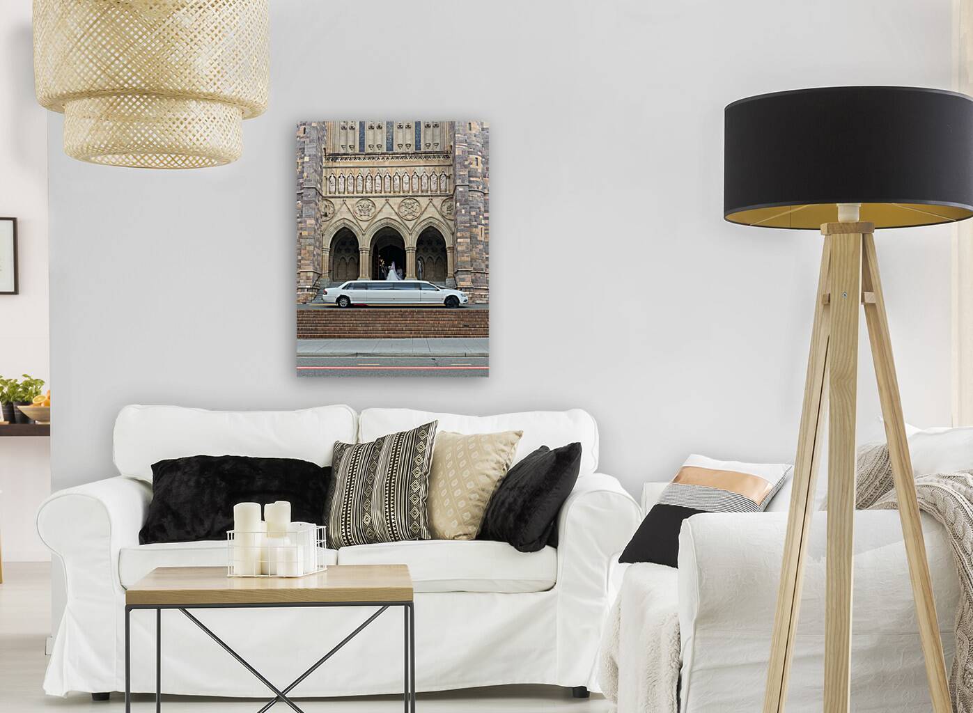 Limousine in Front of Church Reproduction