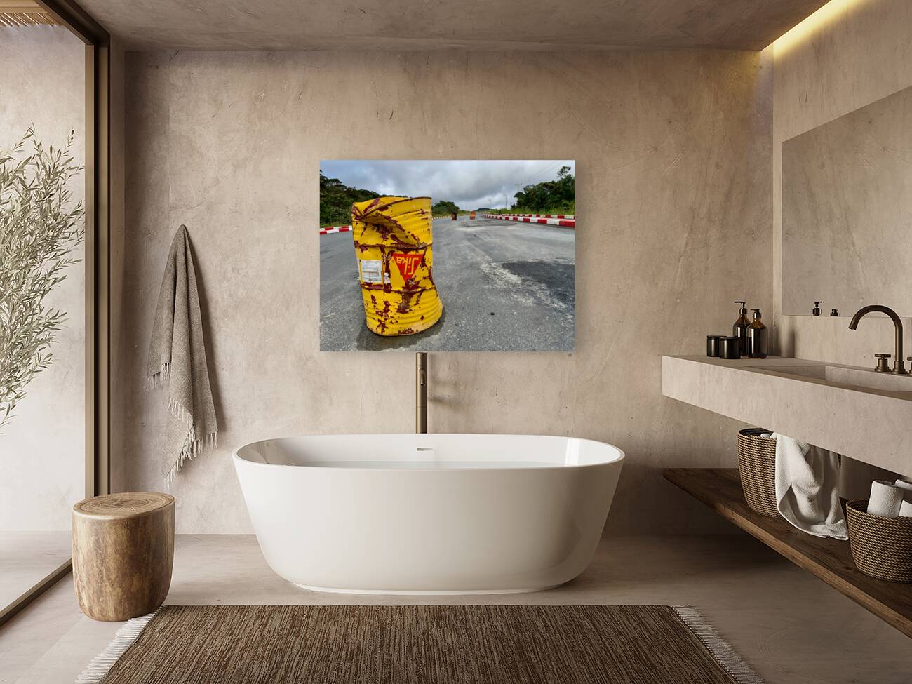 Yellow Barrell on the Road Reproduction