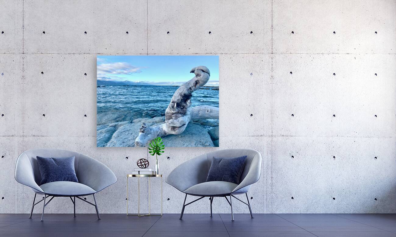 Bird Shaped Wood in Front of the Ocean Reproduction