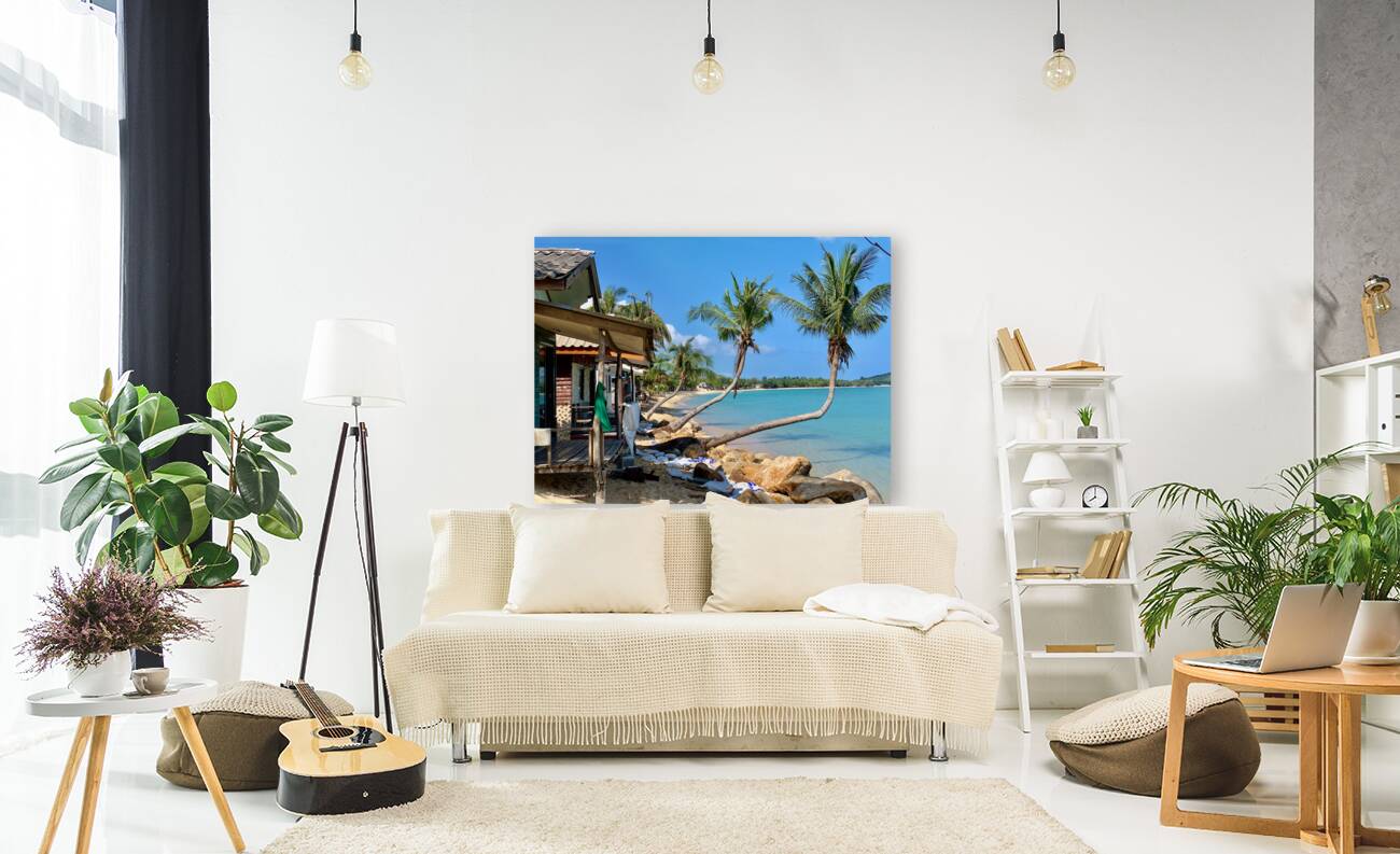 L Shaped Palm Trees Beach 2 Reproduction