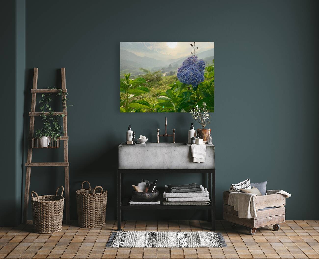 Purple Flowers for Sunset Reproduction