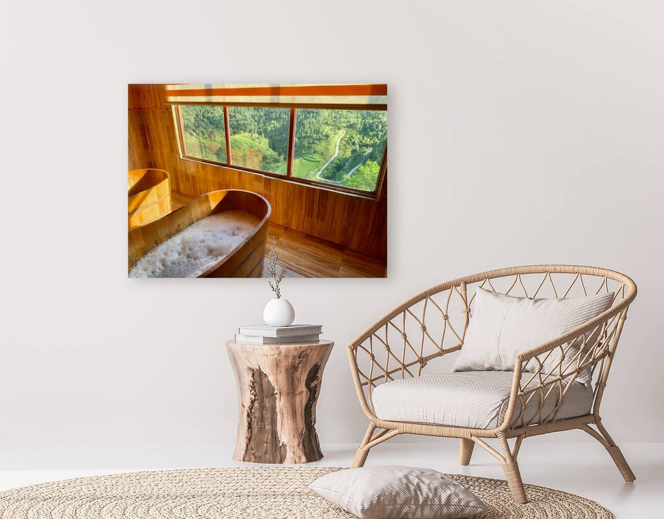 Wooden Bath with a View Reproduction