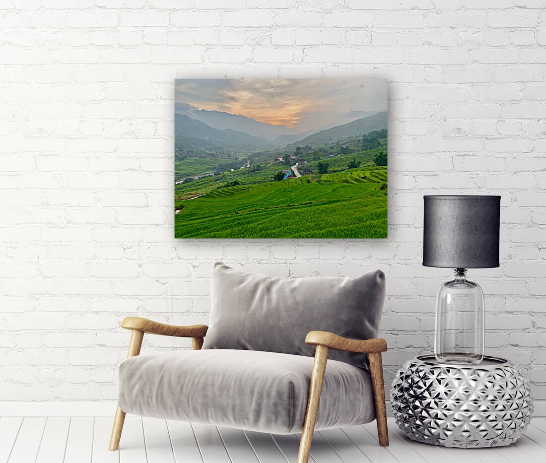 Sunset Over Sapa Rice Field Reproduction