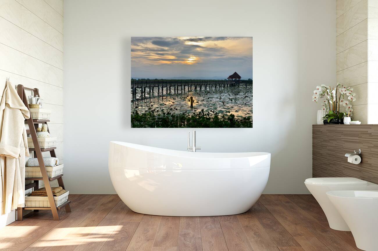 Amazing Walkway on the Lake at Sunset 2 Reproduction