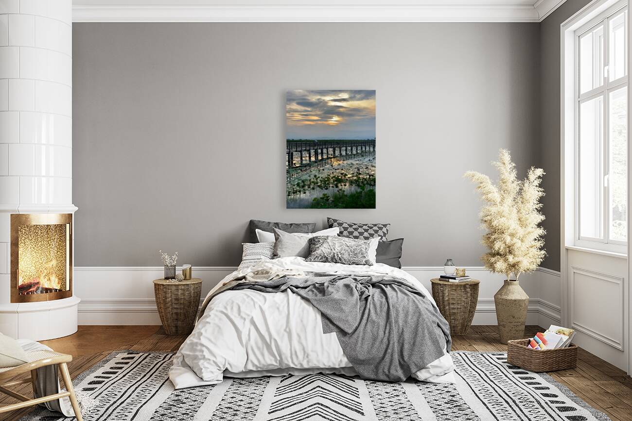 Amazing Walkway on the Lake During Sunset Reproduction