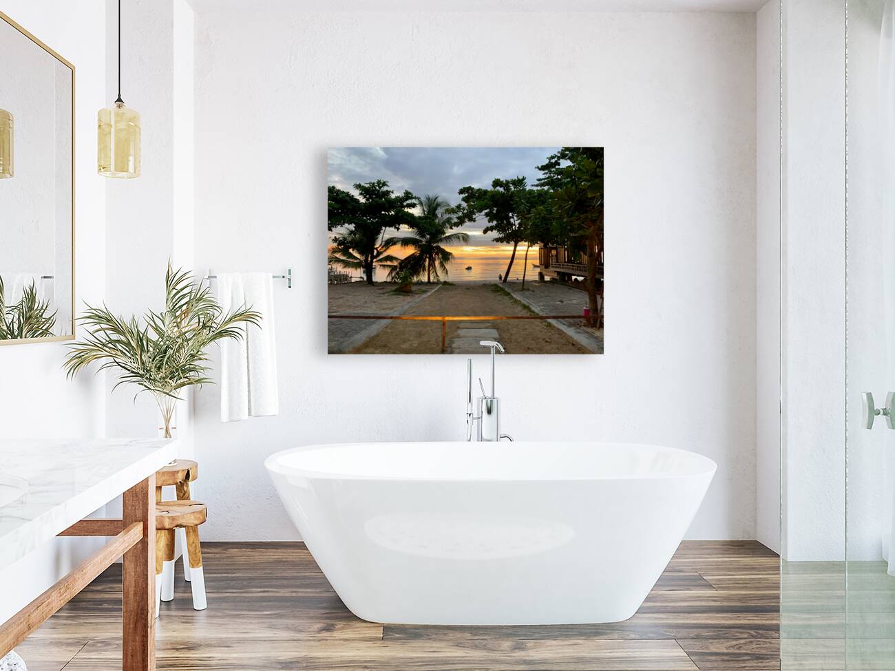 Sunset Between the Palm Trees Reproduction