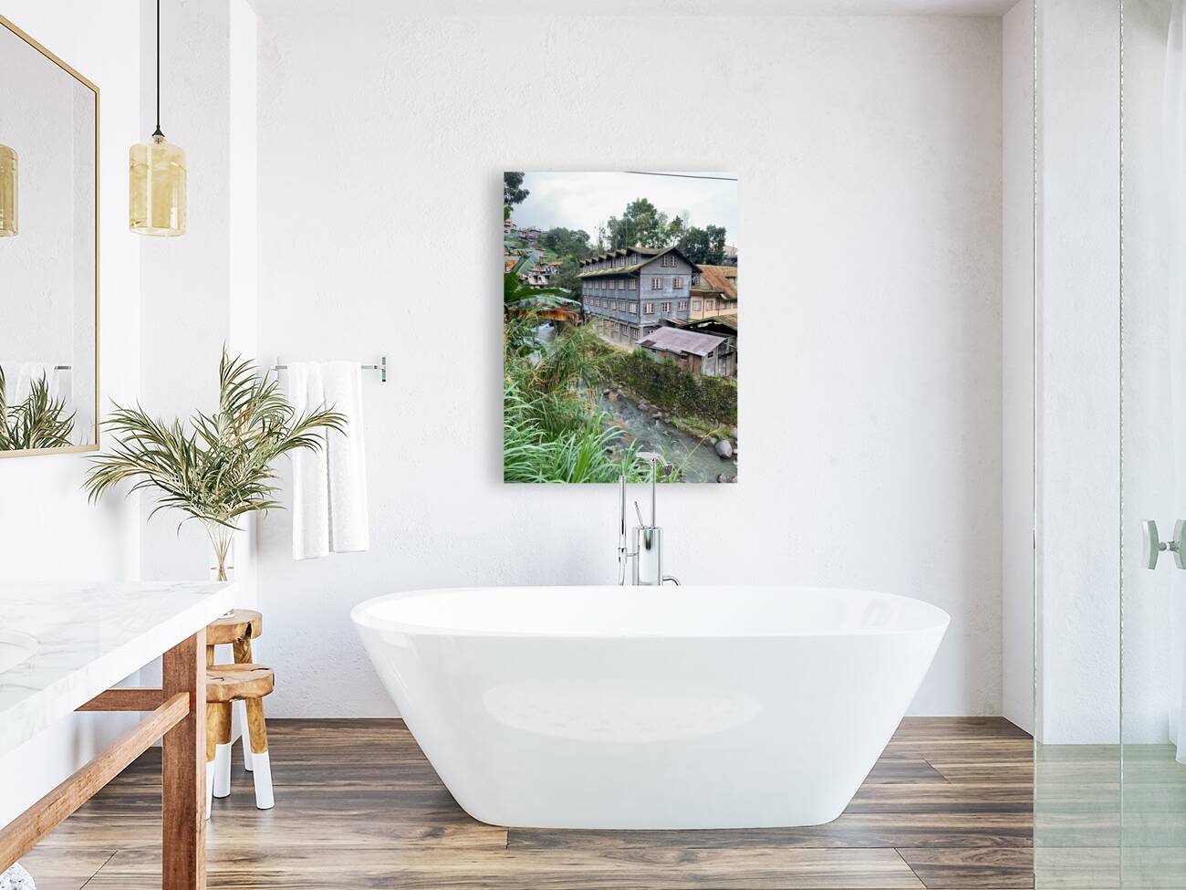 Blue House by the River 1 Reproduction