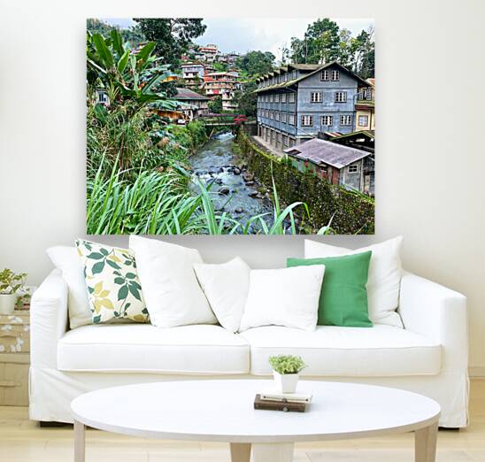 Blue House by the River 2 Reproduction