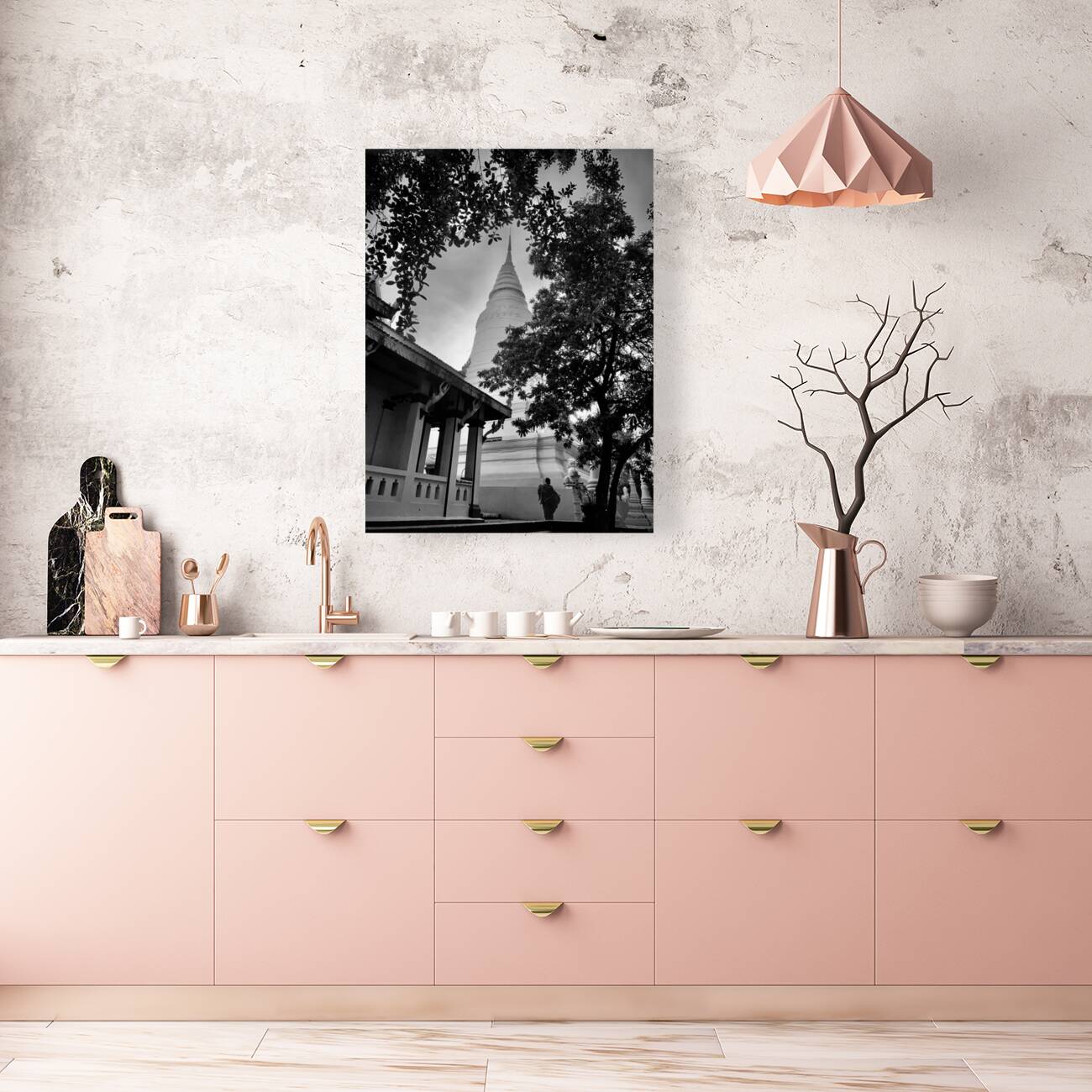 BW Monk  Stupa Reproduction