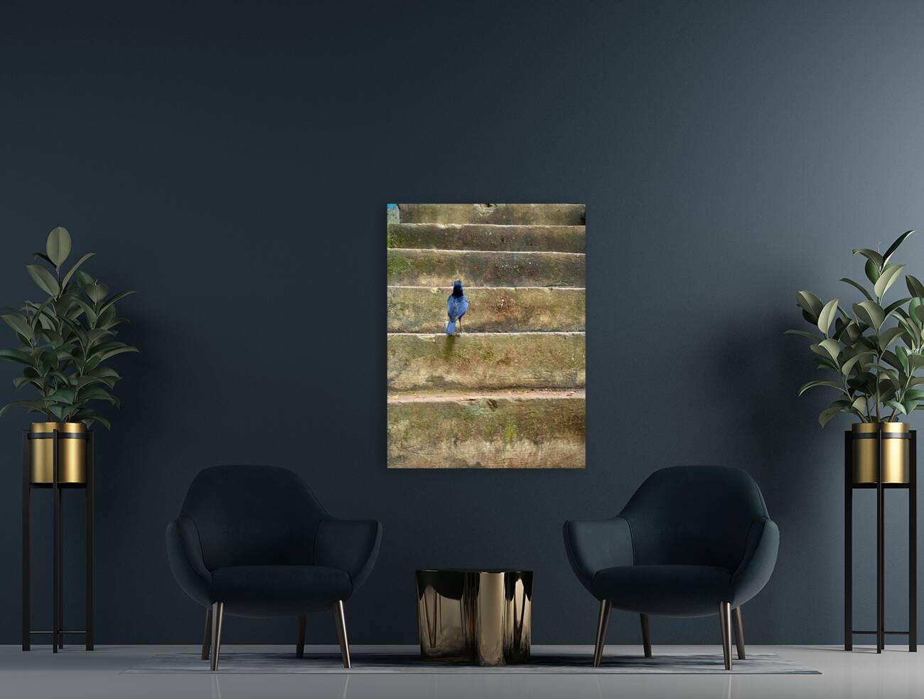 Bird Climbing the Stairs Reproduction