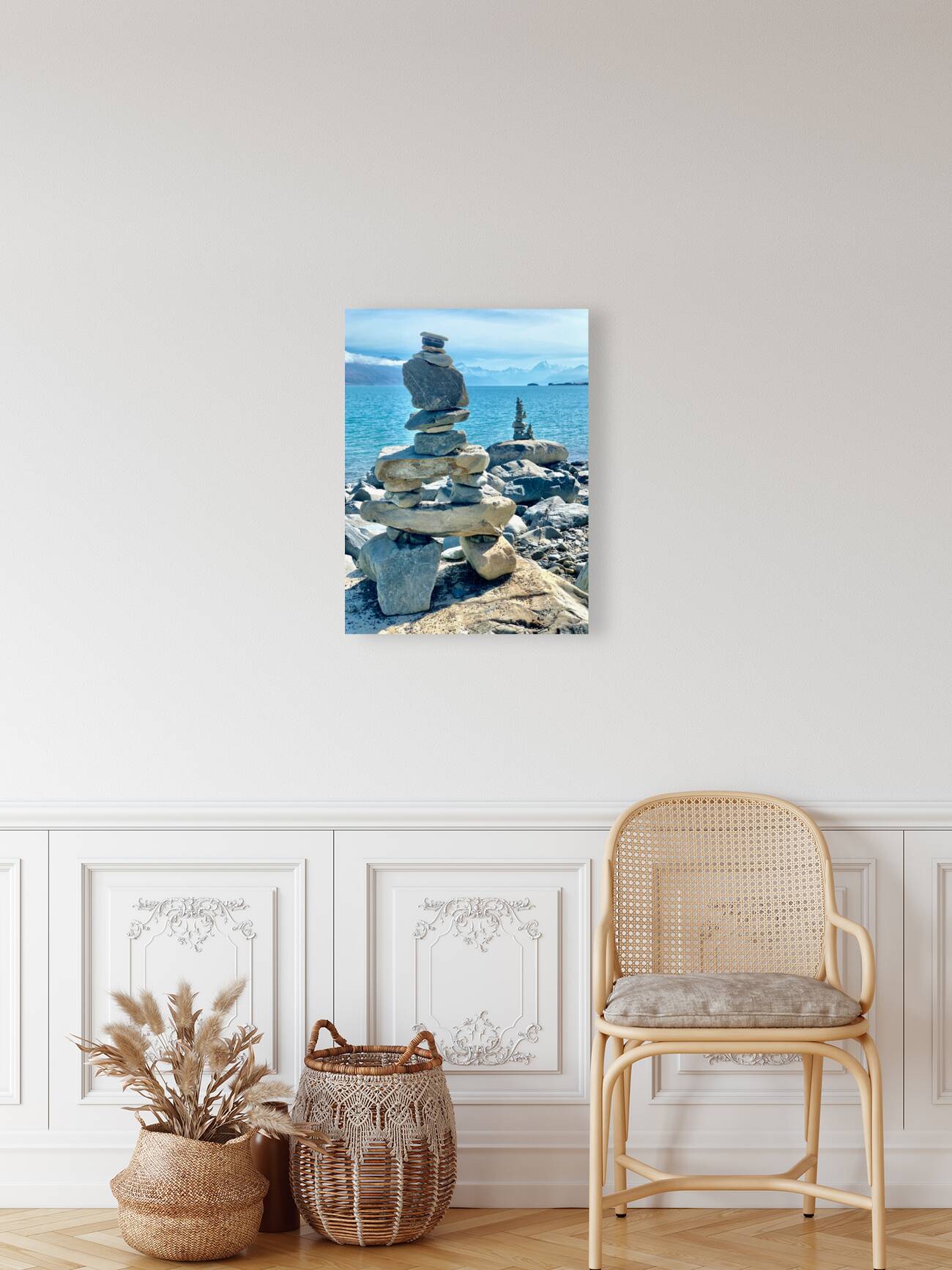 Inukshuk in Front of the Lake Reproduction