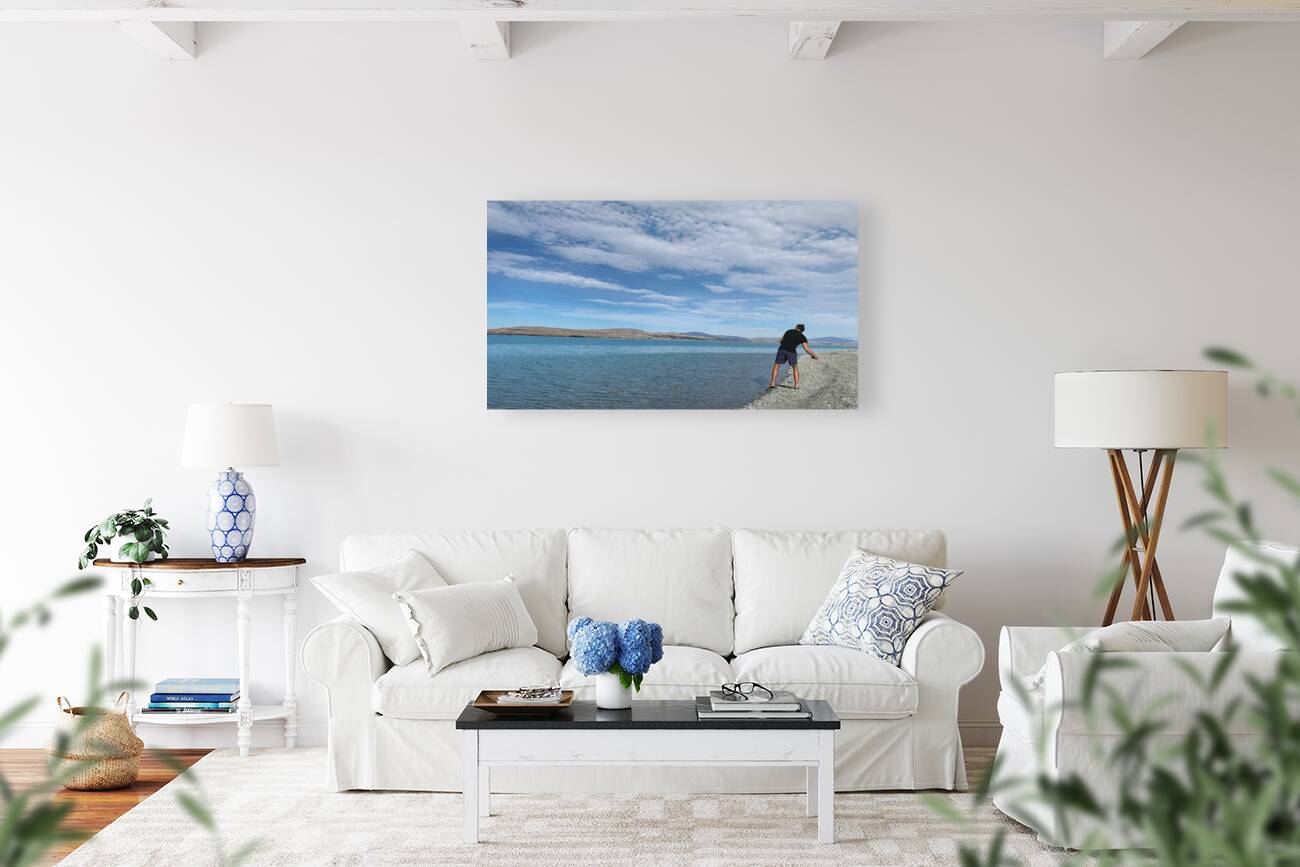 Rock Throwing on the Lake Reproduction