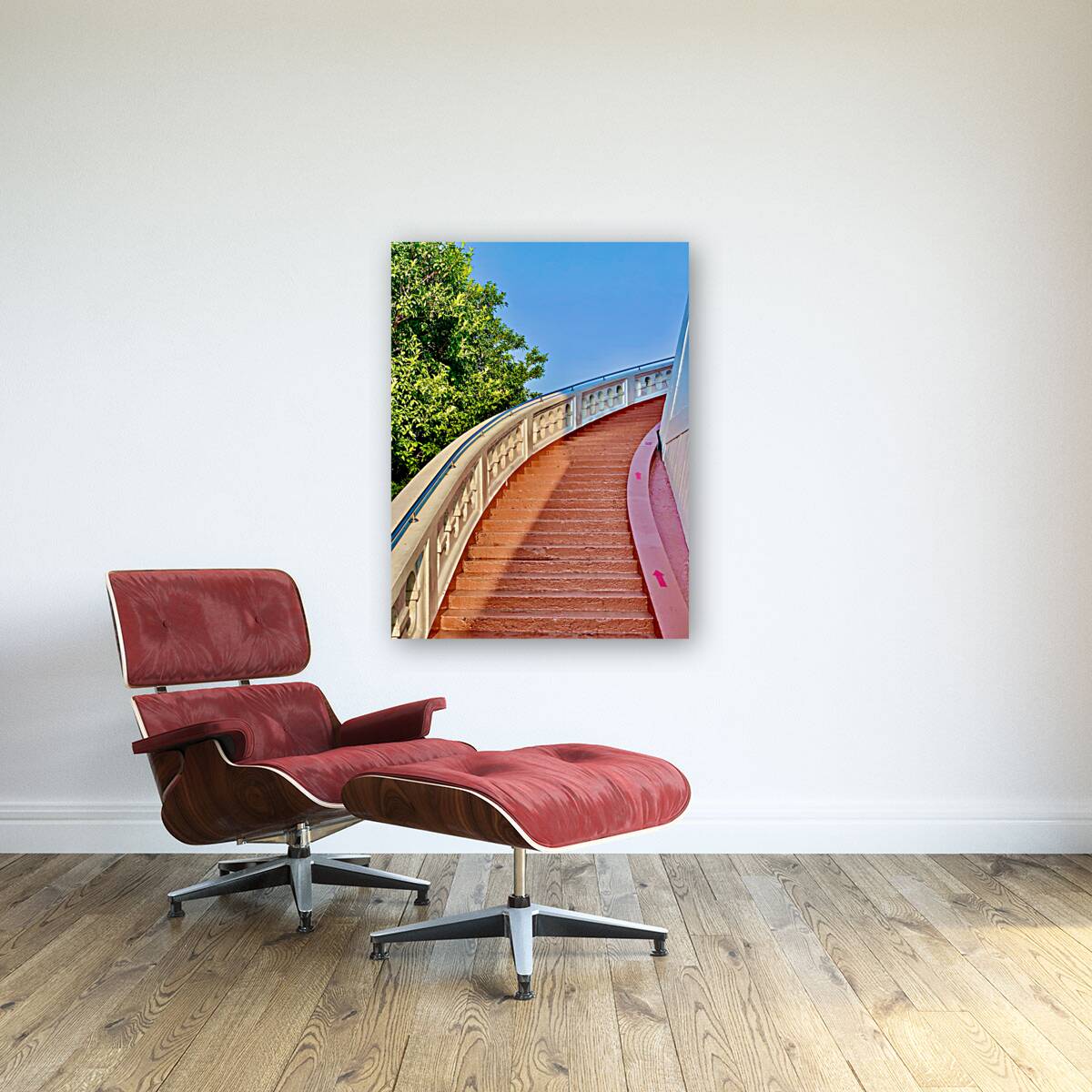 Golden Mount Temple Orange Stairs Bangkok 2 Reproduction