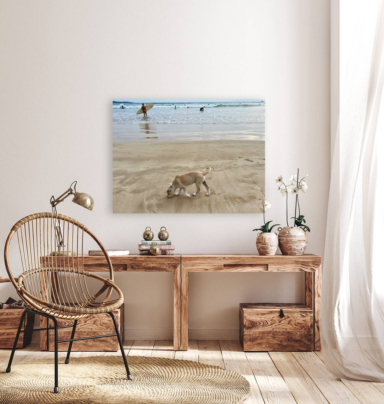 Puppy Walking on the Beach Reproduction