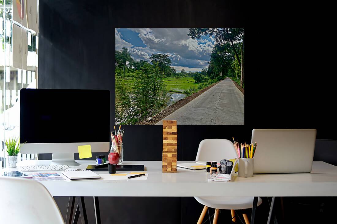 Riding by the Rice Fields Reproduction