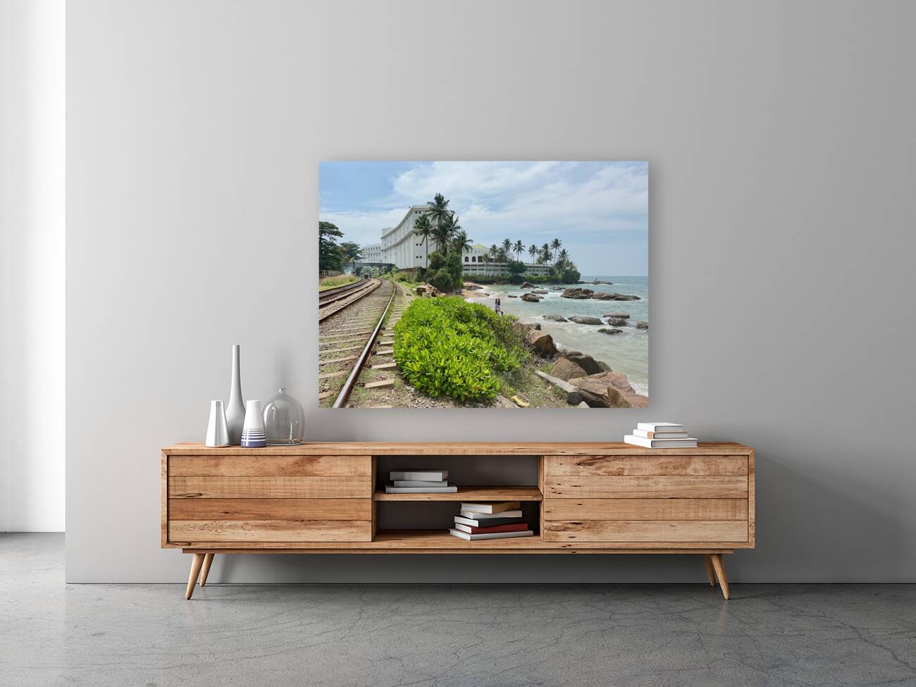 Railroad by the Ocean Reproduction