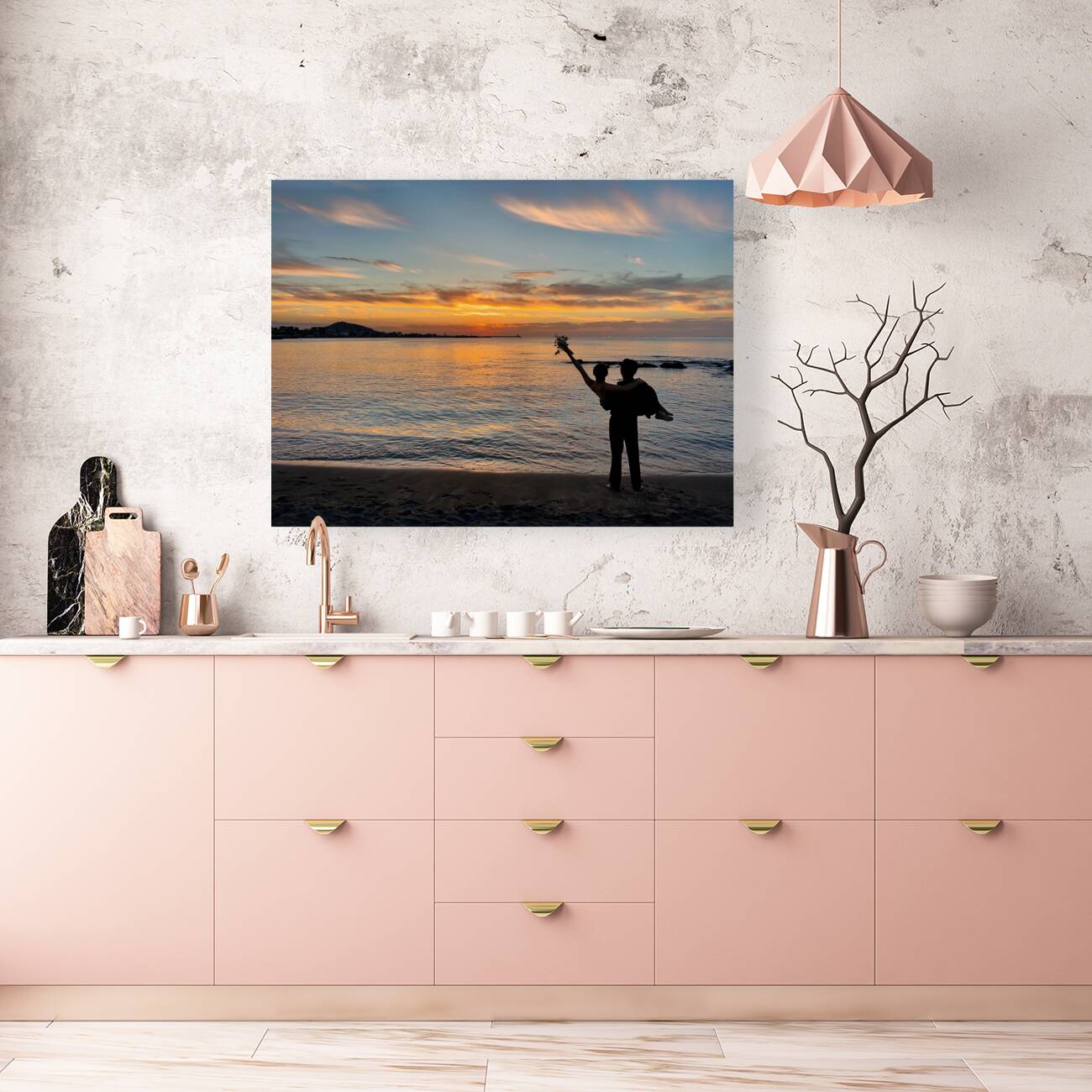 Newlyweds Sunset Beach Jeju South Korea 2 Reproduction