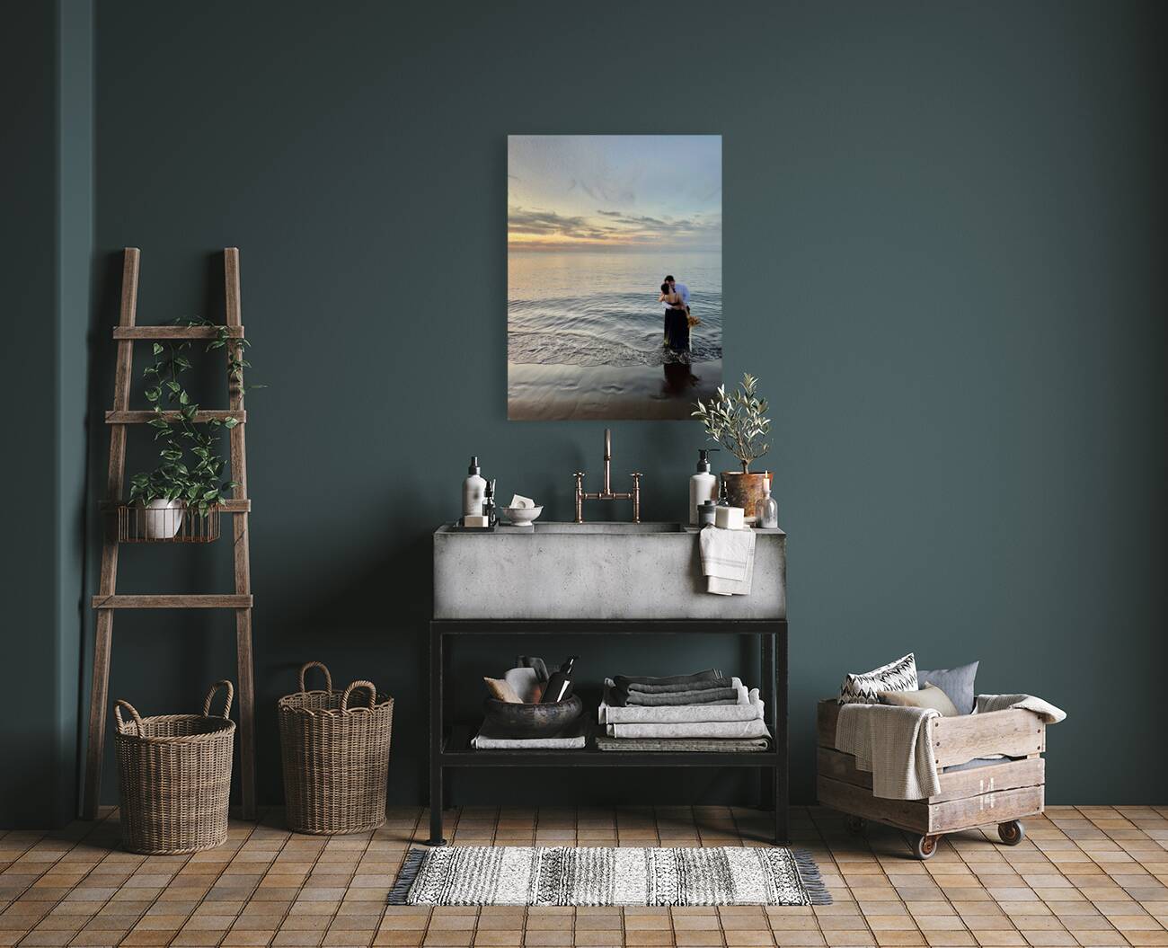 Newlyweds Sunset Beach Jeju South Korea 3 Reproduction